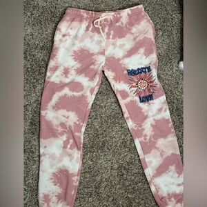 Ratate Love Pink Tie Dye Joggers Size L Graphic Sun Lounge Sweatpants